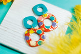 Handcrafted Polymer Clay Earrings- Spots of Fall Squares