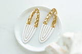 Handcrafted Polymer Clay Earrings- Gold & White