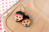 Handcrafted Wood Earrings- Pat Hoop Charms