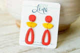Handcrafted Polymer Clay Earrings-Red & Yellow