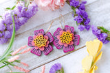 Handcrafted Wood Earrings- Flower Six