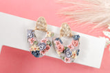 Handcrafted Polymer Clay Earrings- Springtime Floral Grays