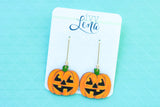 Handcrafted Wood Earrings- Jack-O-Lantern