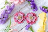 Handcrafted Wood Earrings- Flower One