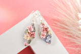 Handcrafted Polymer Clay Earrings- Springtime Floral Grays