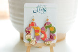 Handcrafted Polymer Clay Earrings- Purple Autumn Flowers