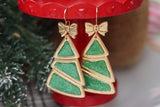 Handcrafted Polymer Clay Earrings- Green Holiday Tree