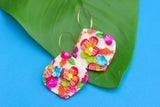 Handcrafted Polymer Clay Earrings- Fuchsia Floral