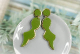 Handcrafted Polymer Clay Earrings- Turning Green
