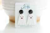 Handcrafted Polymer Clay Earrings- Happy Ghost