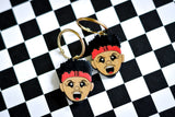 Handcrafted Wood Earrings- Pat Hoop Charms