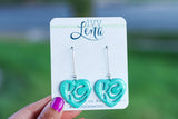 Handcrafted 3D Printed Earrings- Teal KC Heart