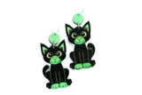 Handcrafted Wood Earrings- Black Cats