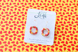 Handcrafted Polymer Clay Earrings - Red, Yellow, & Gold