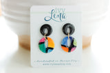 Handpainted Polymer Clay Earrings- Gemtone Color Block Circles