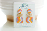 Handcrafted Polymer Clay Earrings- Warm Fall Chevron Squares