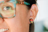Handcrafted Wood Stud Earrings- Reid Head