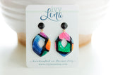 Handcrafted Polymer Clay Earrings- Gemtone Color Block
