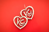 Handcrafted Wood Earrings- KC Ruffle Glitter Heart