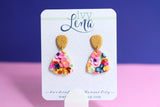 Handcrafted Polymer Clay Earrings- Golden Gem