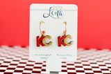 Handcrafted Wood Earrings- KC Hoop Glitter Charms