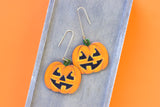 Handcrafted Wood Earrings- Jack-O-Lantern