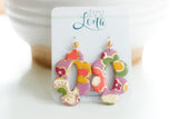 Handcrafted Polymer Clay Earrings- Purple Autumn Flowers