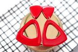 Handcrafted Polymer Clay Earrings- Red Triangle