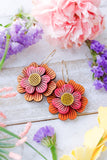 Handcrafted Wood Earrings- Flower Four