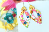 Handcrafted Polymer Clay Earrings- Golden Gem