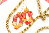 Handcrafted Polymer Clay Earrings-Red, Yellow, & Gold Marble
