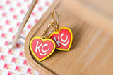 Handcrafted Wood Earrings- KC Heart Hoop Charms