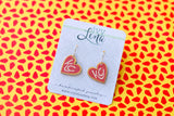 Handcrafted Wood Earrings- Rustic KC Heart- Small