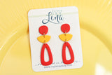 Handcrafted Polymer Clay Earrings-Red & Yellow