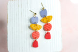 Handcrafted Polymer Clay Earrings- Warm Fall Stacked Shapes