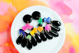 Handpainted Polymer Clay Earrings- Gemtone Color Block Frills