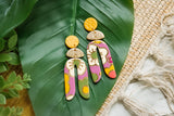 Handcrafted Polymer Clay Earrings- Purple Autumn Long Arches