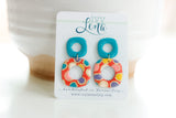 Handcrafted Polymer Clay Earrings- Spots of Fall Squares