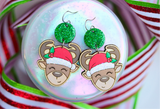 Hand-Painted Wood Earrings- Santa’s Reindeer