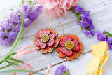 Handcrafted Wood Earrings- Flower Four
