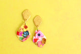 Handcrafted Polymer Clay Earrings- Golden Gem