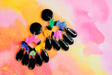 Handpainted Polymer Clay Earrings- Gemtone Color Block Frills