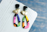 Handpainted Polymer Clay Earrings- Gemtone Color Block