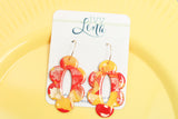 Handcrafted Polymer Clay Earrings-Red, Yellow, & Gold Marble