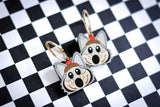 Handcrafted Wood Earrings- KC Wolf Hoop Charms