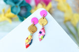 Handcrafted Polymer Clay Earrings- Golden Gem