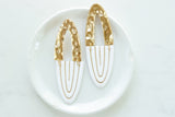 Handcrafted Polymer Clay Earrings- Gold & White