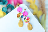 Handcrafted Polymer Clay Earrings- Golden Gem