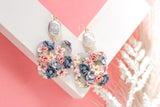 Handcrafted Polymer Clay Earrings- Springtime Floral Grays