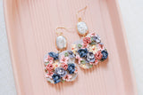 Handcrafted Polymer Clay Earrings- Springtime Floral Grays